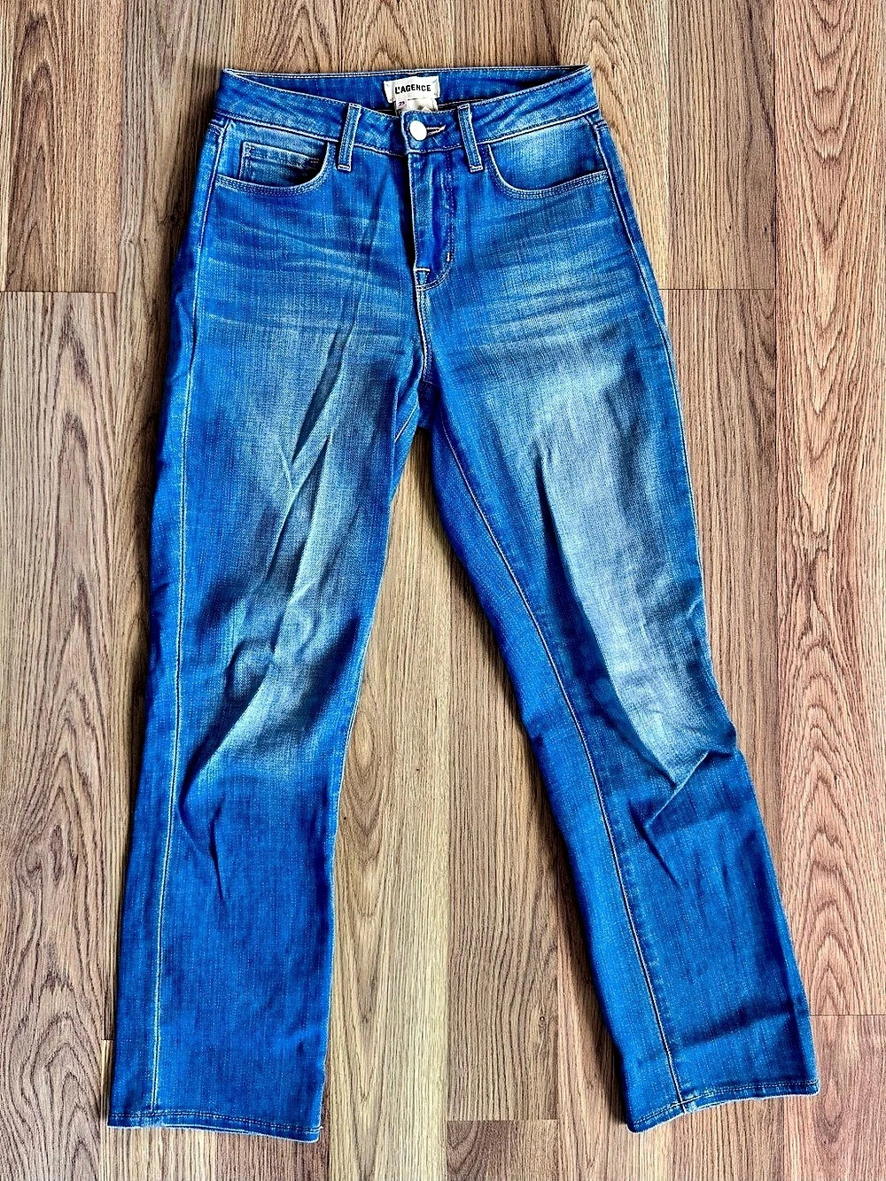 L'Agence Marcelle High-Rise Cropped Bootcut Jeans Blue Waist 23